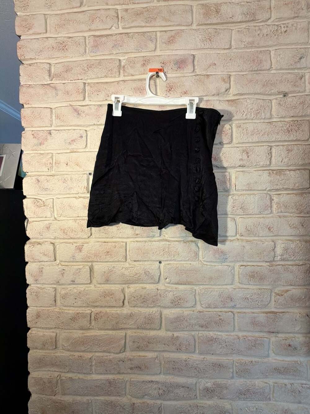 Zara Black Satin  Button Mini Skirt Size M